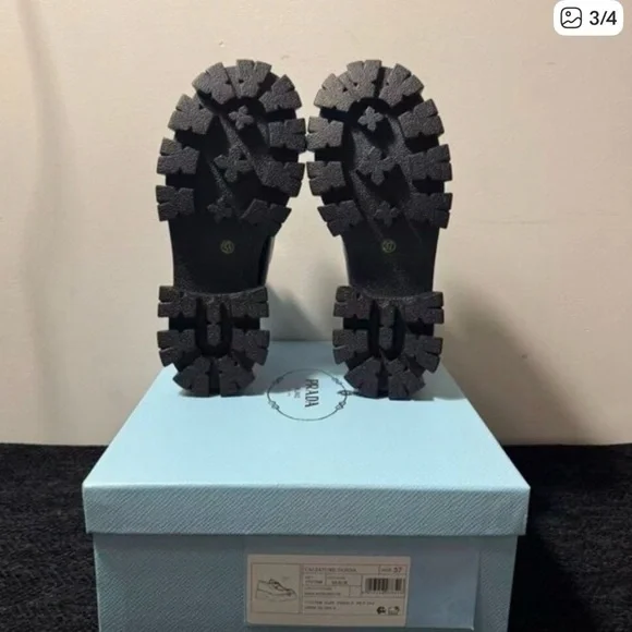 Prada Black Chunky Leather Platform Loafers - Picture 3 of 4